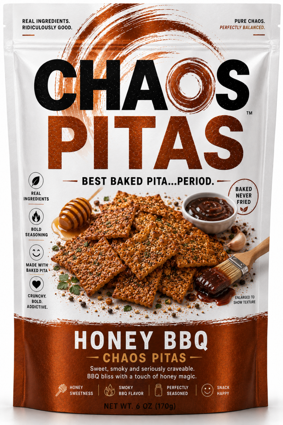 Chaos Pitas Honey BBQ package